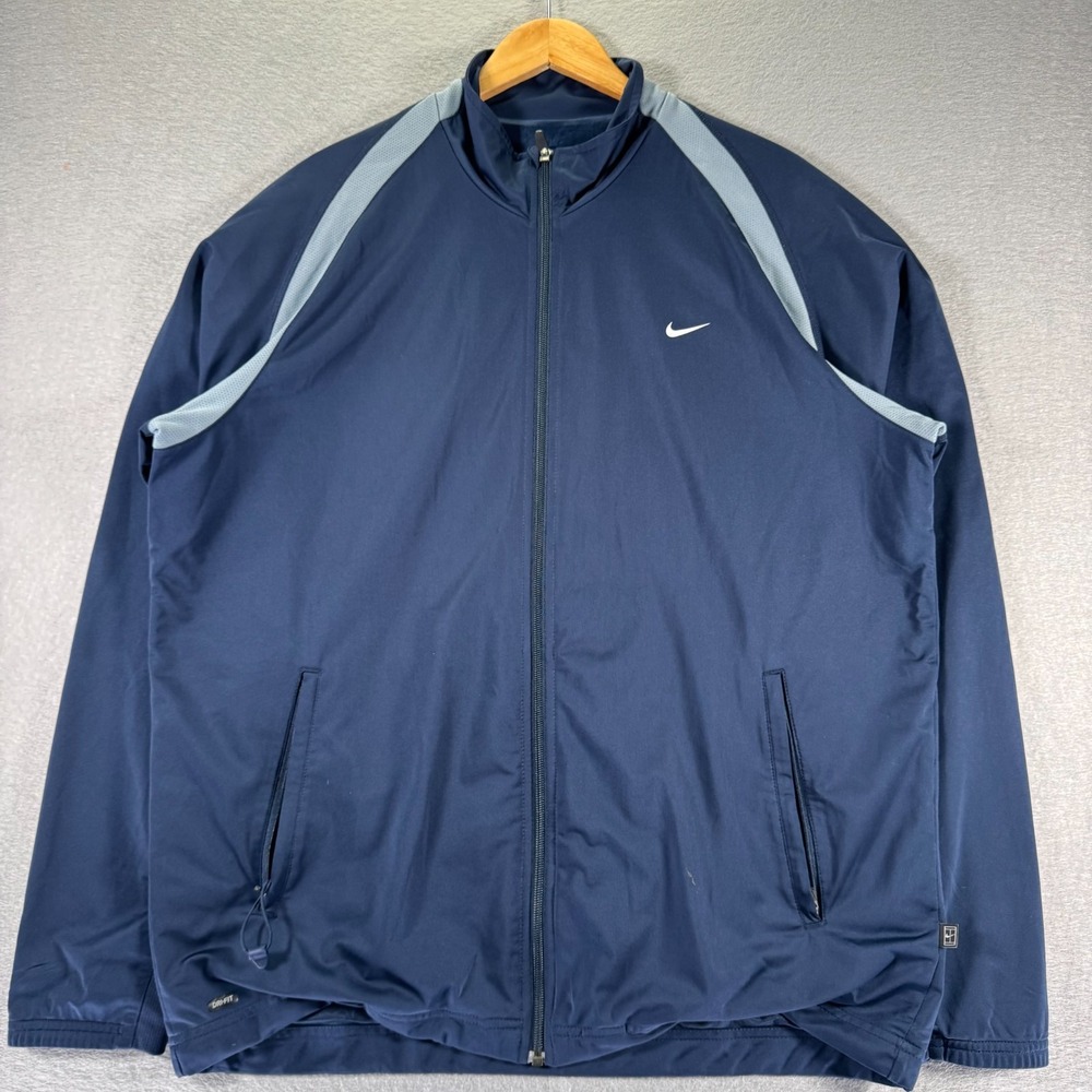 Vintage Nike Dri-Fit‎ Track Jacket Mens XL Navy Blue Comfort Classic Sportswear